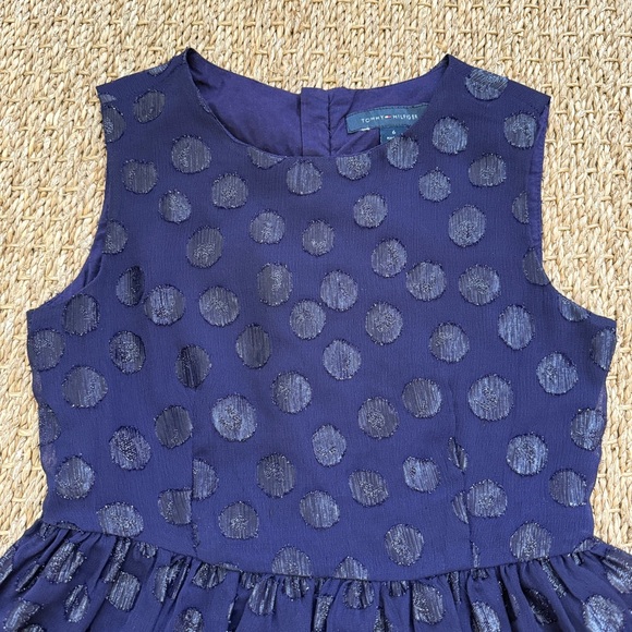 Tommy Hilfiger Girls Shimmer Polka Dot Dress Size 6 - Picture 2 of 11